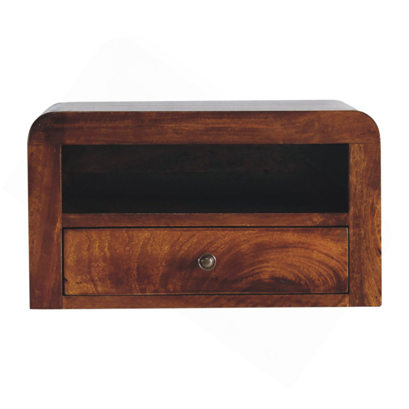 Table de chevet flottante Chunky Chestnut, 1 tiroir, 1 fente ouverte, brun, Brun