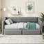 Lit de jour rembourré extensible simple TG avec très grand lit avec 2 tiroirs de rangement, gris-2145848953
