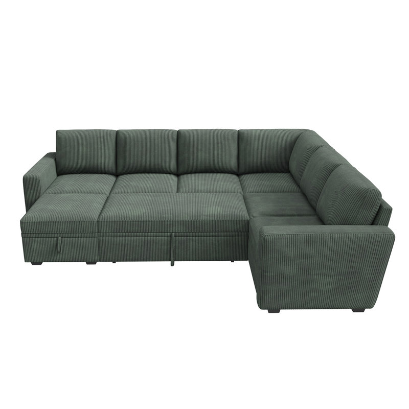 Latitude Run Corduroy Sleeper Sectional Sofa Bed