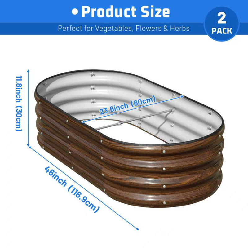  12" Tall 4x2 ft Module Metal Raised Garden Bed(2 Pcs), Brown