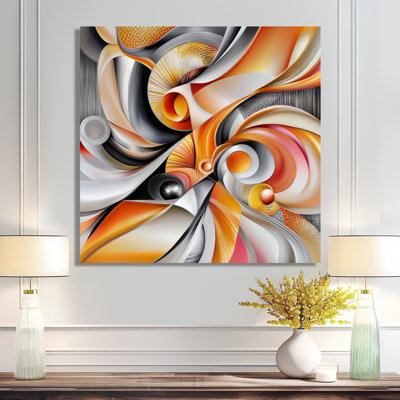 Geometric Orange Fragment Vector I - Abstract Metal Wall Decor, Geometric Metal Print