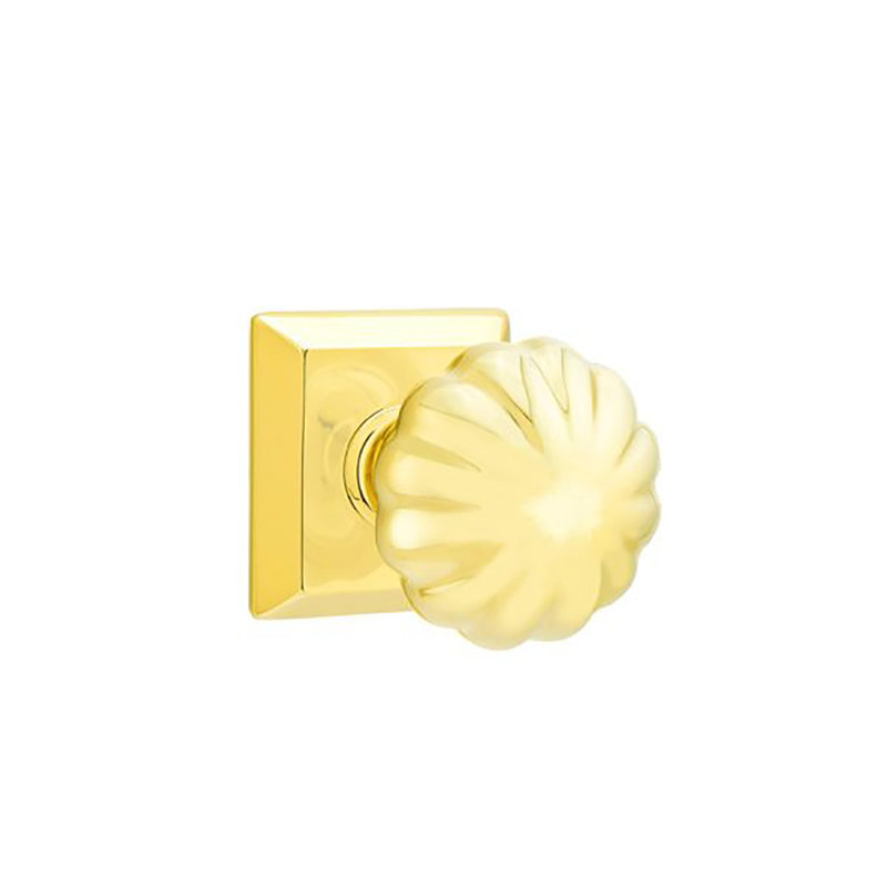 Ensemble de faux boutons Emtek avec bouton Quincy Rosette et Melon, Laiton poli - à vie