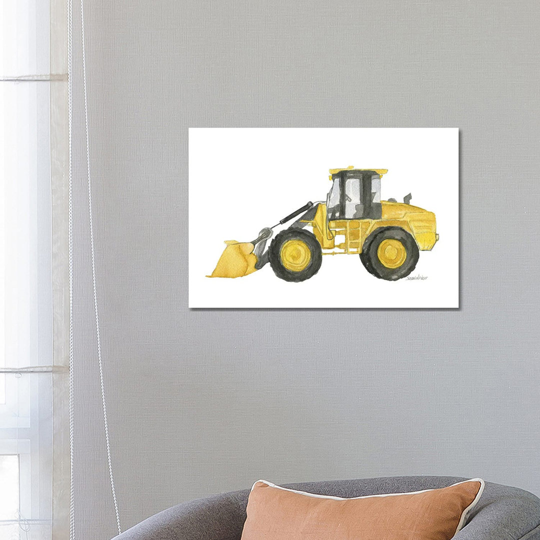 Gelber Bulldozer von Susan Windsor - Galerieverpackte Leinwand Giclée auf Leinwand ohne Rahmen