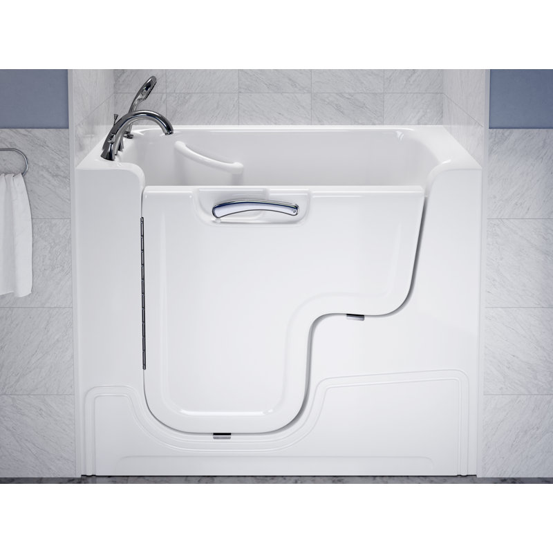 Therapeutic Tubs 29 in. x 53 in. Left Drain Wheelchair Access Walk-In Soaking Tub in White, Left