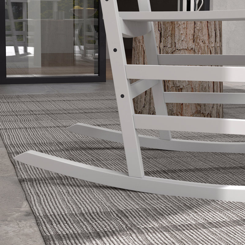 Chaise berçante d'extérieur pour 2 personnes avec table d'appoint et chaise berçante de patio en bois, Blanc
