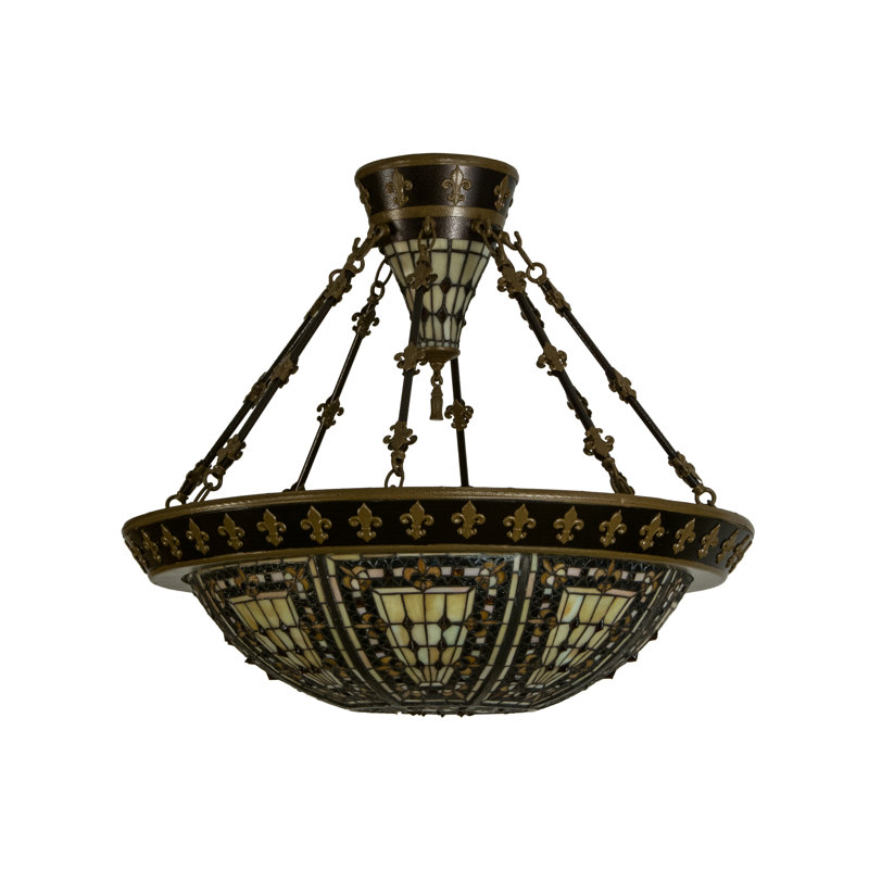 Plafonnier semi-encastré en verre 28,5 po Fleur-de-lis