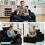 Chaise longue moderne surdimensionnée de 119 cm (47 po) en flanelle sans os, noire, aucun assemblage requis