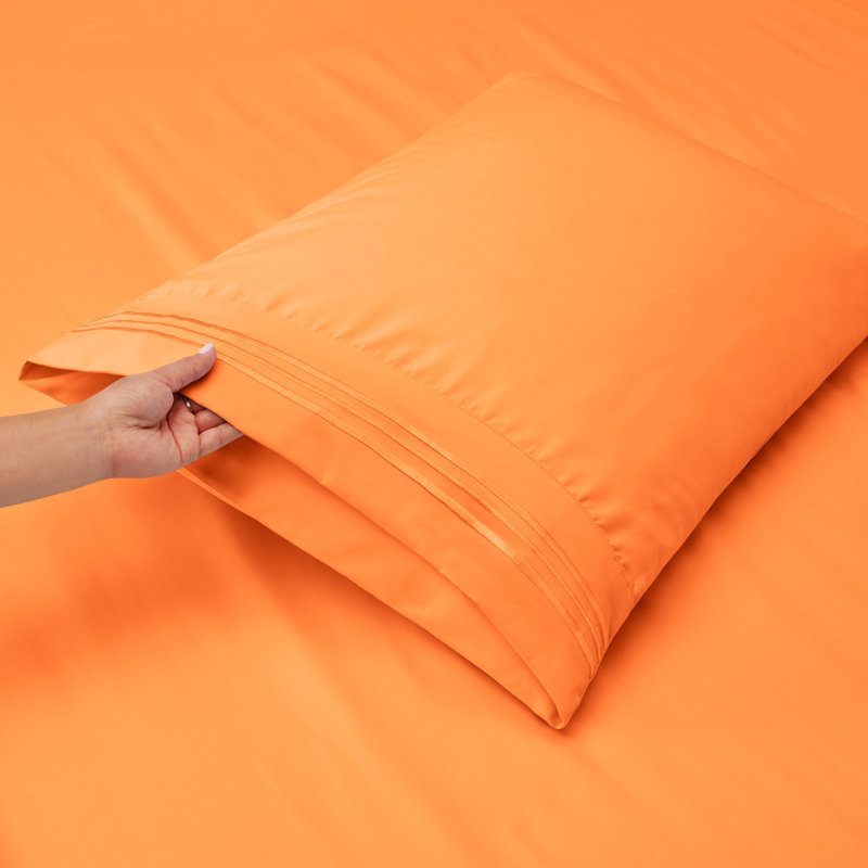 Microfiber Sheet Set, Apricot Orange, Full Sheet Set + 1 Fitted Sheet + 4 Pillowcases