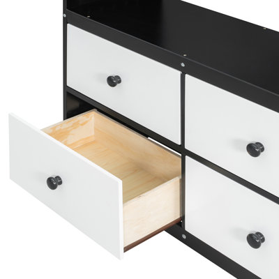 Twin Over Twin Bunk Bed with Storage Drawers and Shelves