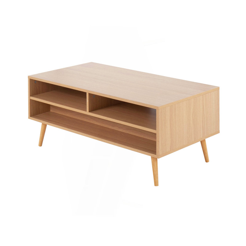 Table basse contemporaine en bois naturel et blanc