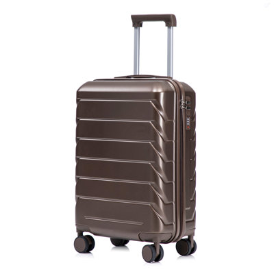 Bagage à carreaux rigide de 20 pouces en ABS à carreaux roulés - surface résistante aux égratignures, quatre roues multidirectionnelles, avec serrure à combinaison. (Brun)