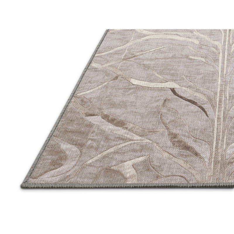 Machine Washable Gray Area Rug, Square 6'