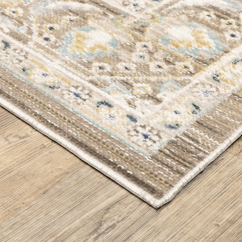 Tapis brun / bleu Tonye, Rectangle 7 pi 10 po x 10 pi 10 po