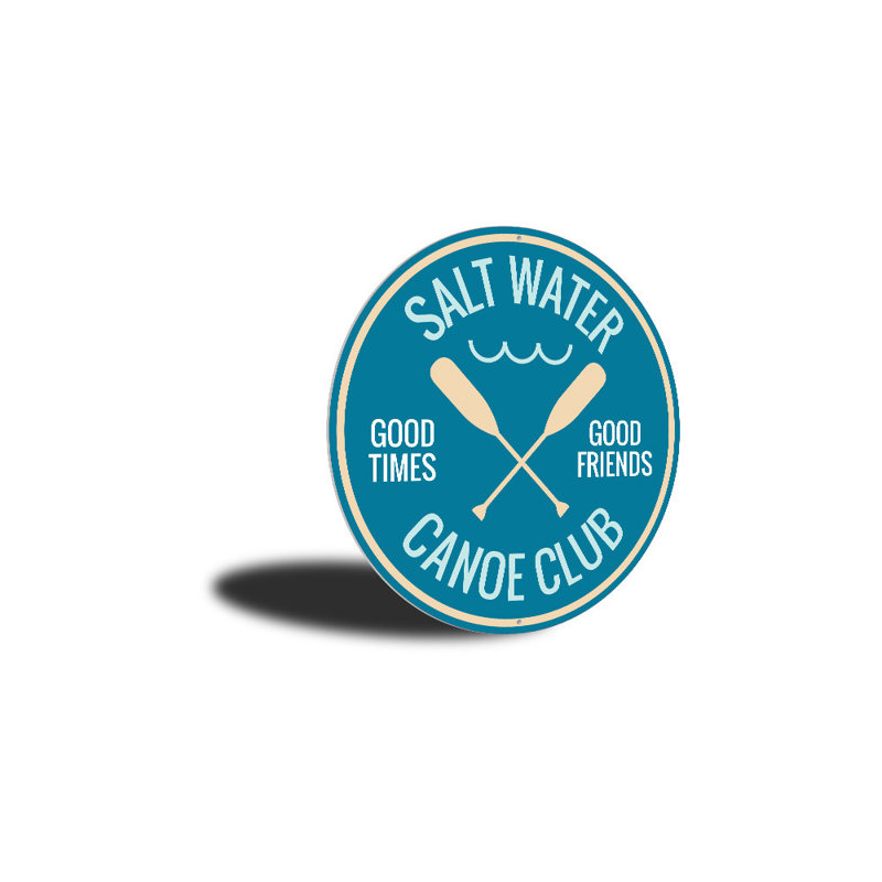 Enseigne en aluminium Saltwater Canoe Club, H 12 po x l 12 po x P 0,04 po