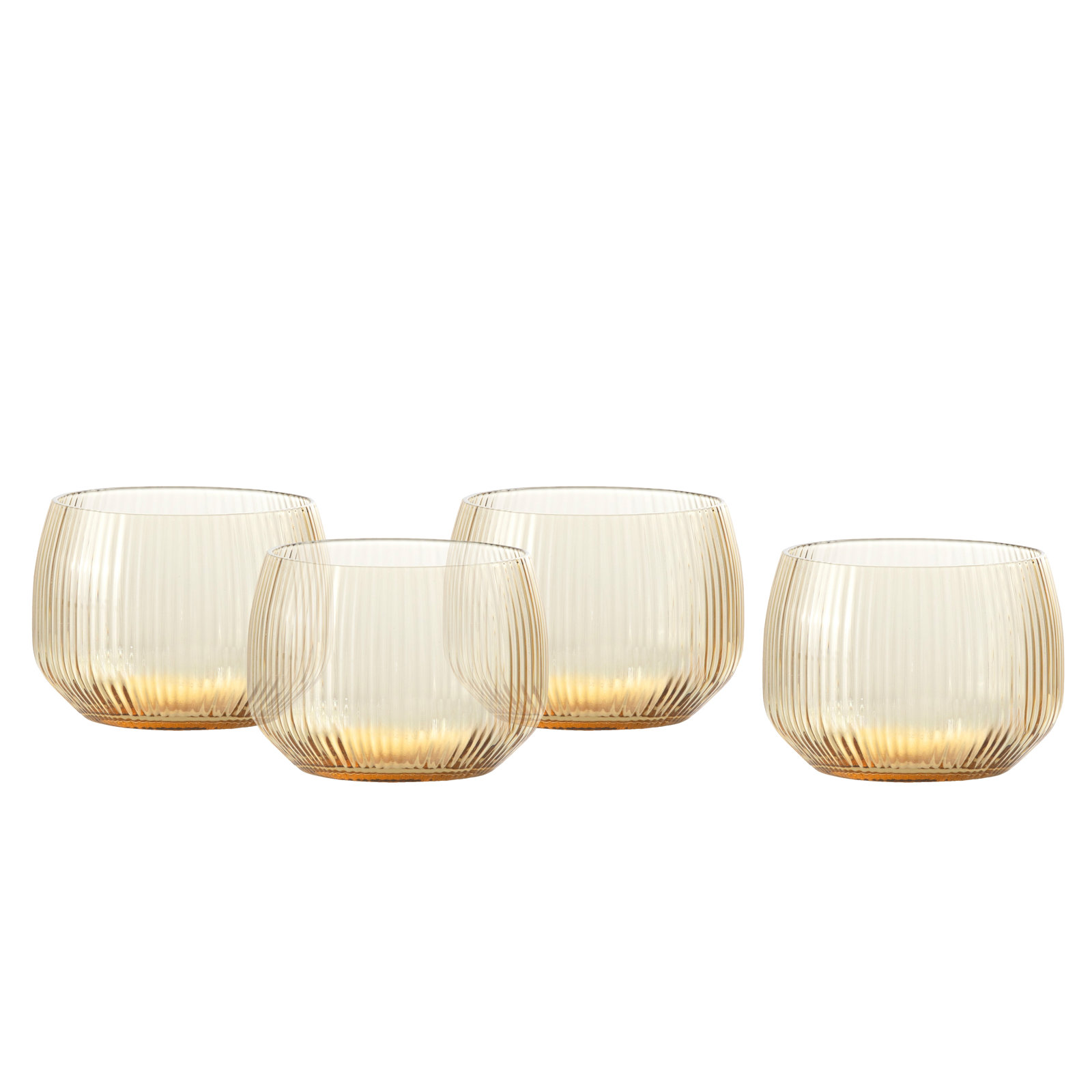 Fortessa Estiva Glass, 17.5 Ounce Tall Tumbler (Set of 4), Textured Clear, 9.5 fl oz, Textured Ginger Gold