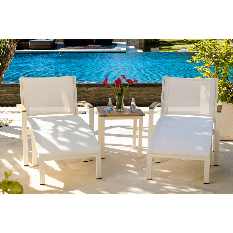Soho 20" Teak Aluminum Outdoor Tall Square Side Table, White