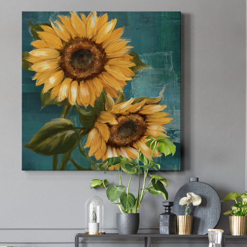 Tournesol II - reproduction d'art sur toile tendue, H 24 po x l 24 po x P 1 po