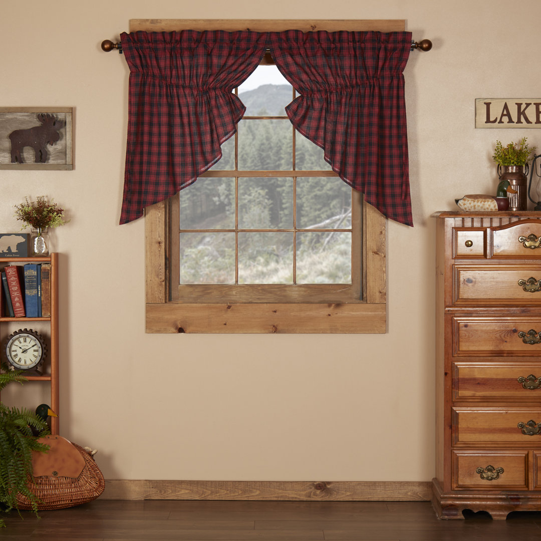 Dorval Cotton Plaid Swag Window Valance (Set of 2) Loon Peak®