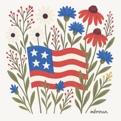 Stylized Patriotic Garden Flag Canvas Wall Art