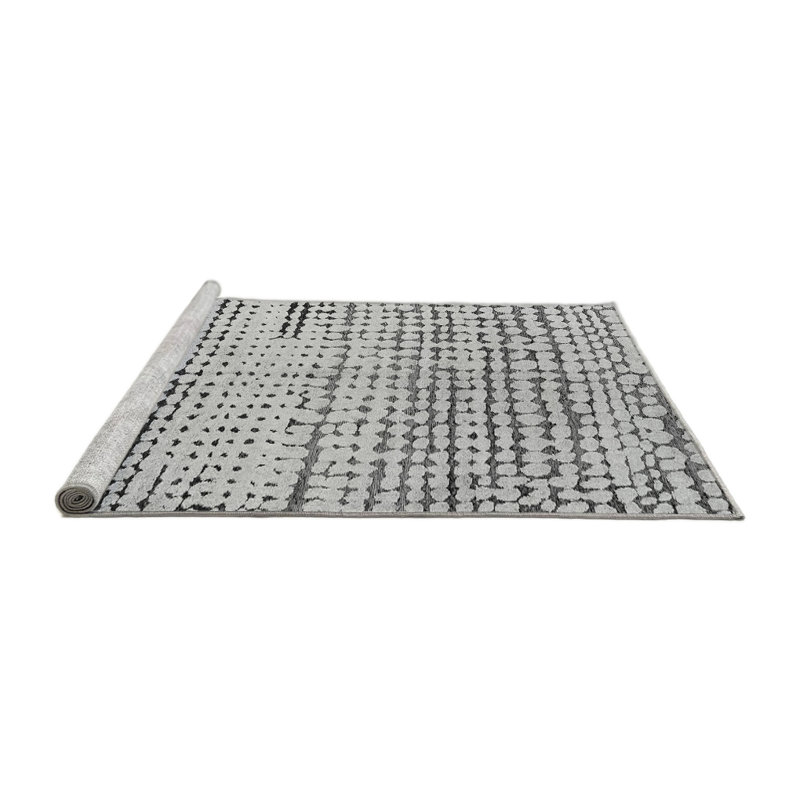 Tapis gris en chenille tissé à la machine de couleur unie Britlany, Rond 6 pi