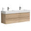Meuble-lavabo de 60 po, conception flottante, lavabo une pièce, tiroirs en chêne brut, panneau de grille noir, matériau de qualité E1, rails de tiroir silencieux double style Mid-Century unique, rails, lavabo-1456259993