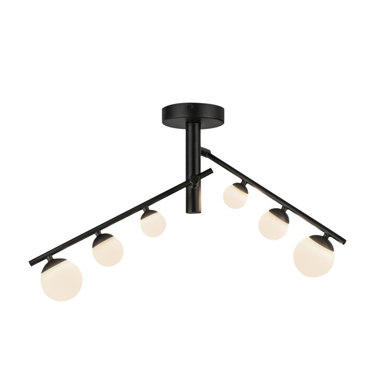 Cypress 2 Arm Opal Glass LED Semi-Flush, Black