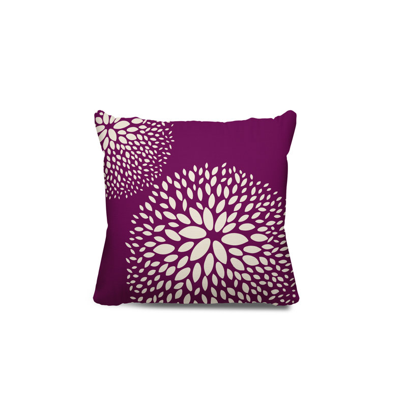 Coussin décoratif intérieur / extérieur en polyester filé à la main Bavière, Mauve/crème, H 19 po x l 19 po