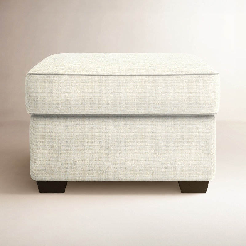 Gemi Upholstered Ottoman, Bevin Natural Linen Blend