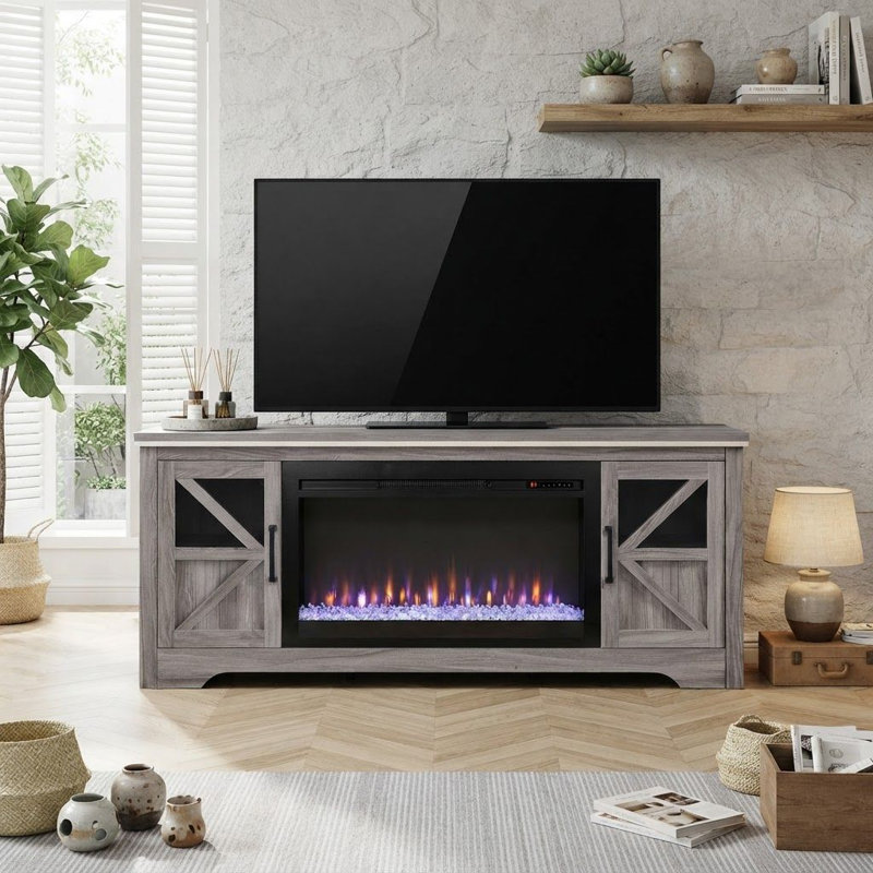 Meuble télé 75 po pour téléviseur de 80 po ou moins avec foyer électrique de 44 po