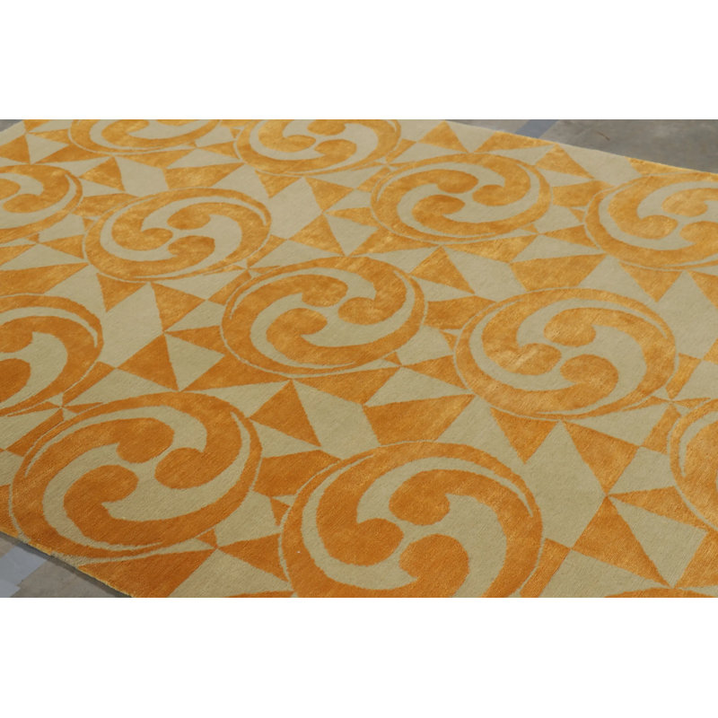 Rug & Kilim’S Modern Geometric Rug In Beige And Gold Tones “Kaleidoscope”
