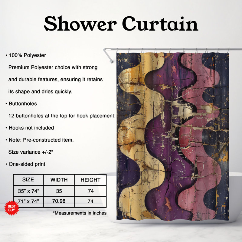 Rideau de douche Antique, H 74 po x l 71 po