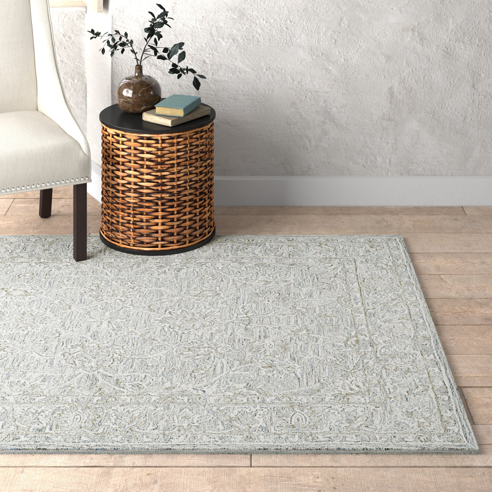 Cait Handmade Denim/Taupe/Ivory/Sage Rug, Rectangle 7' x 9'