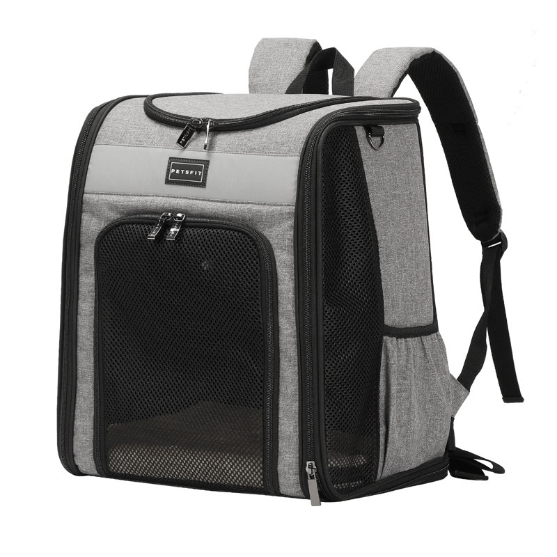 Collapsible Pet Carrier with 2 Doors, Gray