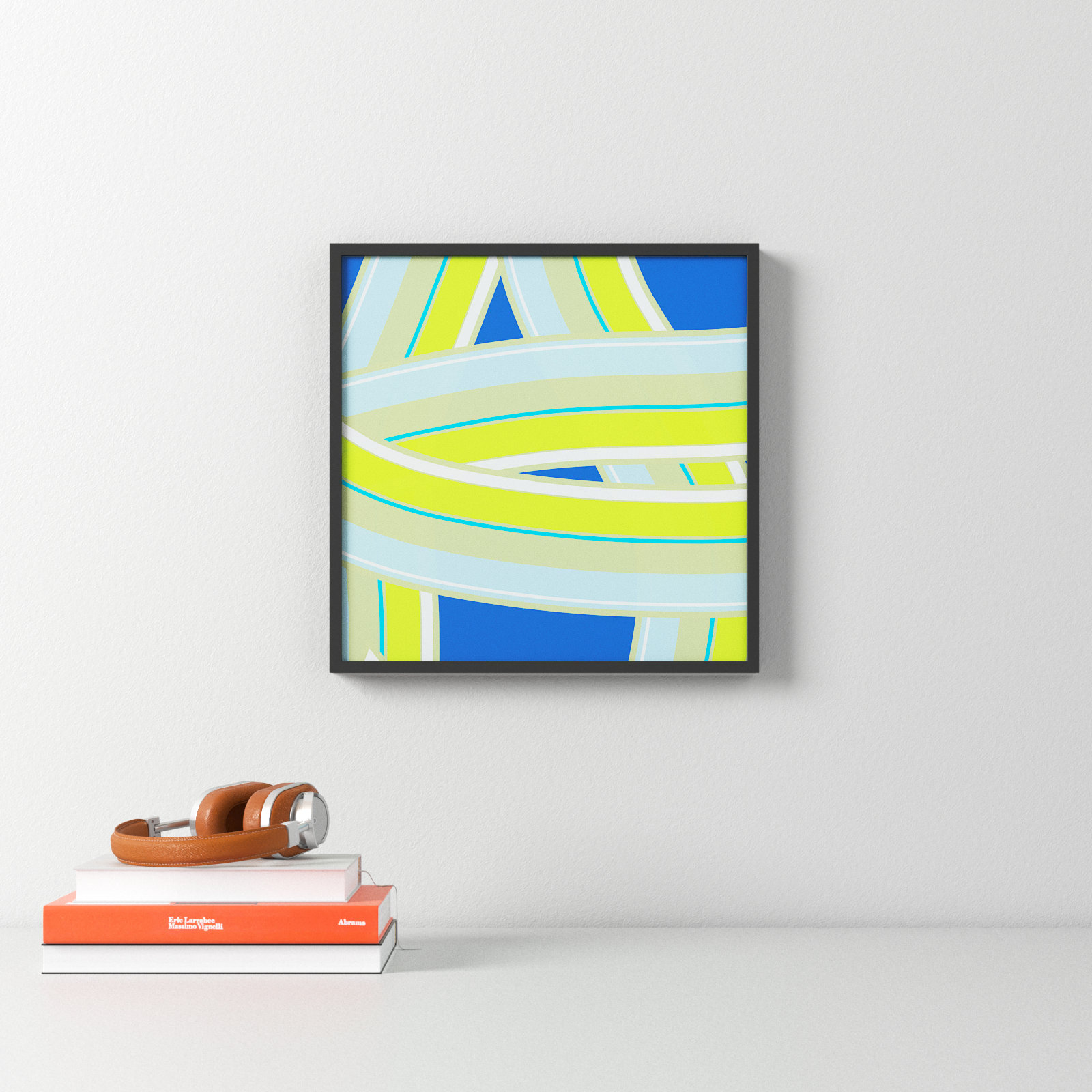 Zackary "Summer Twist" Print by Jacques Pilon, Black Wood, 16" H x 16" W x 1.25" D
