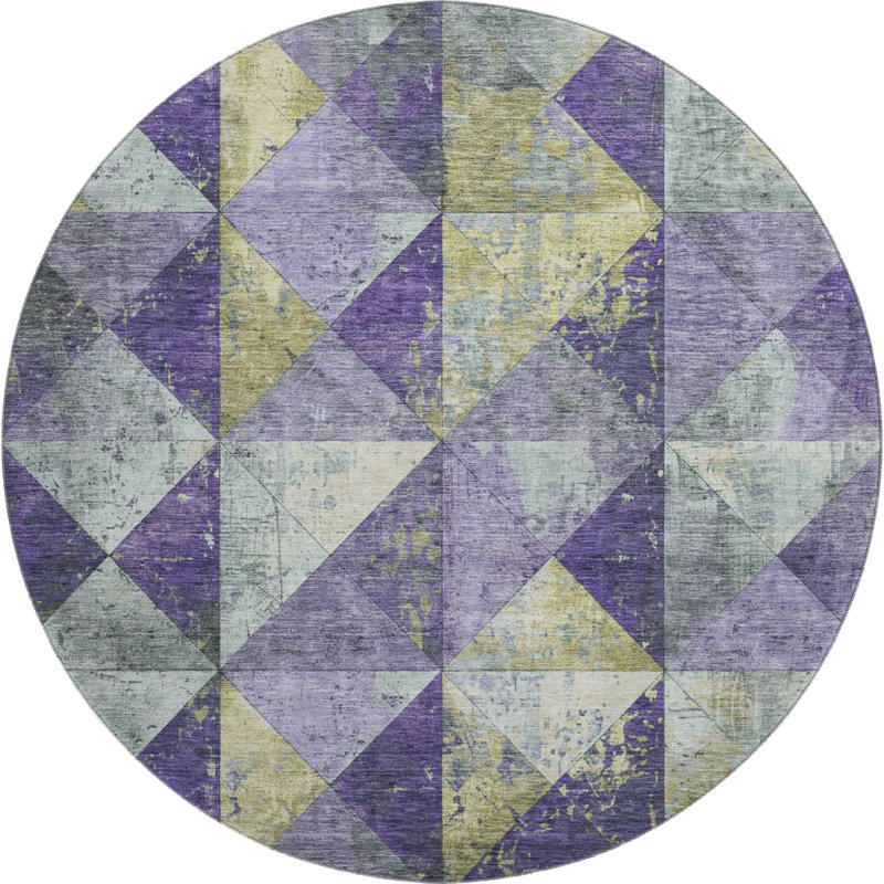 Premium Machine Washable Meidell AMF1721 Geometric Rug, Round 8'
