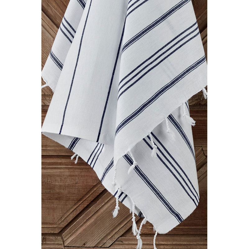 Débarbouillette 100% coton, Bleu foncé / Blanc
