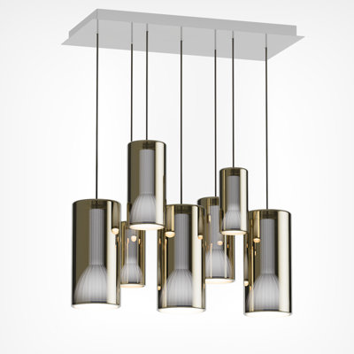 Lit Rectangular Chandelier 7 Pendants