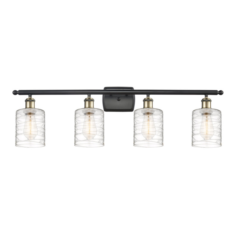 Éclairage de salle de bain à intensité variable 4 lumières Leilani, Ampoule DEL 6 watts Vinage, Laiton antique noir