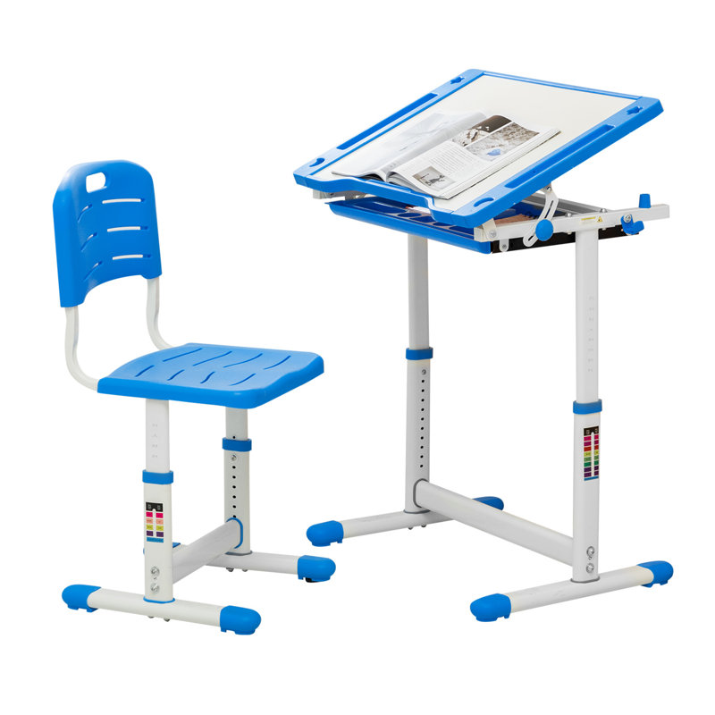 Kids 2 Piece Interactive Table and Chair Set, Blue