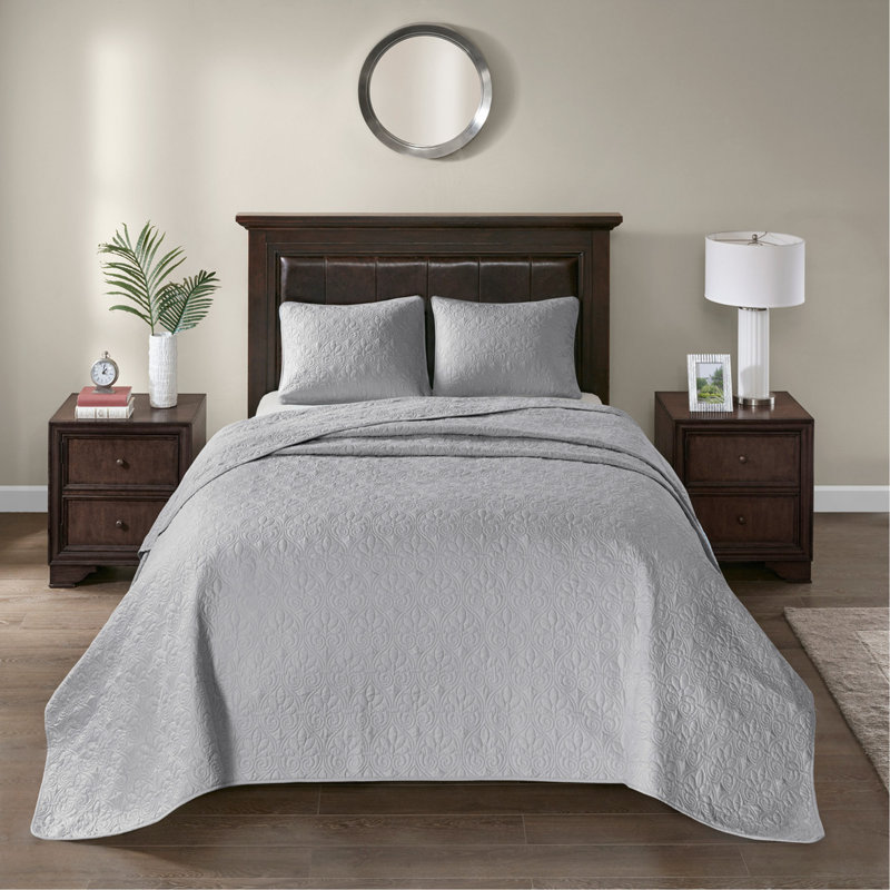 Reversible Bedspread Set Grey Queen, Queen Bedspread + 2 Additional Pieces