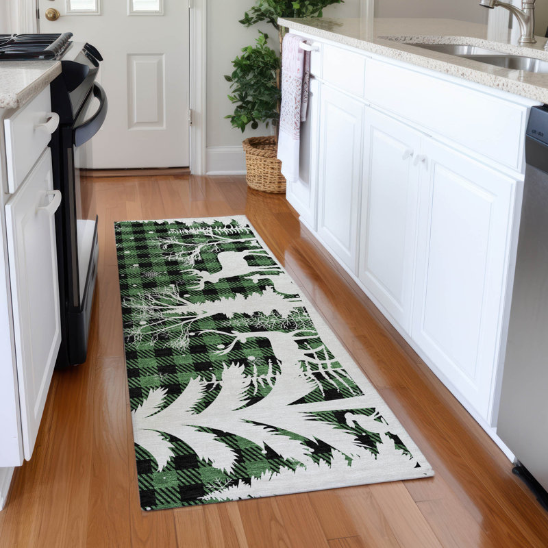 Tapis de Noël renne de Noël intérieur / extérieur lavable à la machine, Tapis de couloir 2 pi 3 po x 7 pi 6 po