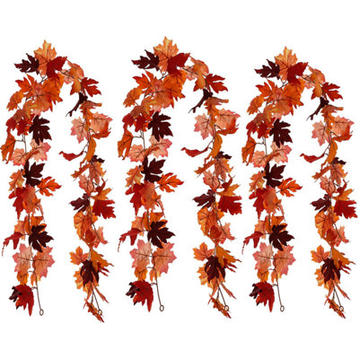 Décoration d'automne de 17,7 pi pour la maison, ensemble de 3 guirlandes d'automne artificielles, guirlande de feuilles d'automne réalistes, guirlandes de l'Action de grâce d'intérieur, guirlandes d'automne à feuilles colorées pour les récoltes de l'automne