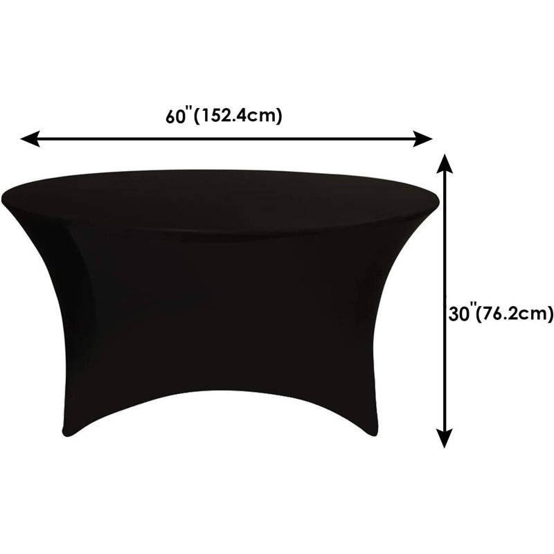 Ebern Designs 5Ft Spandex Tablecloth Round Shape Dry Bar Stretchable Table Cover For Wedding & Birthday Party Decor, Banquet, Home & Event Decoration (Black, 2Pcs)