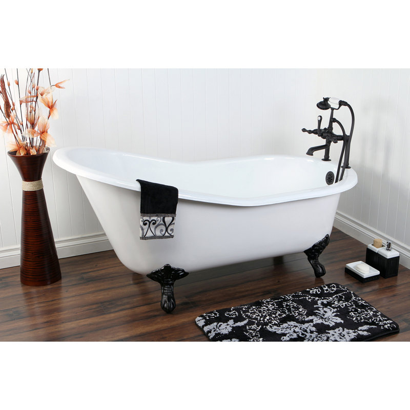 Kingston Brass Vintage Three-Handle 2-Hole Deck Mount Clawfoot Tub Faucet with Hand Shower, Oil Rubbed Bronze