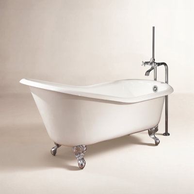 68" Freestanding Soaking Cast Iron Bathtub