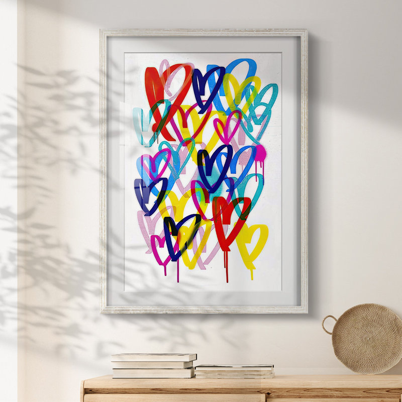 Hearts Aflutter I -Framed Print, 19.5" H x 16.5" W, White