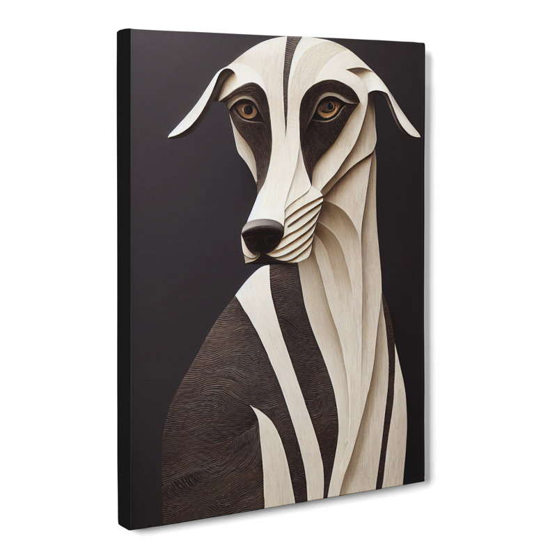 Greyhound Wood Carving - Wrapped Canvas, 76cm H x 50cm W x 3cm D