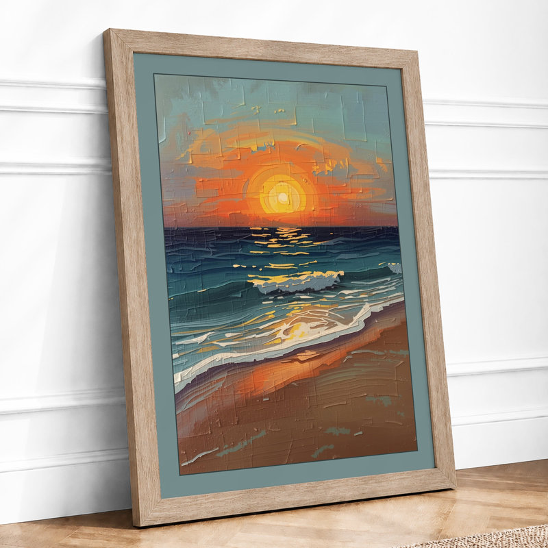 Seascape At Golden Hour Coastal - Print, Oak, A3 - 42.0 x 29.7 cm