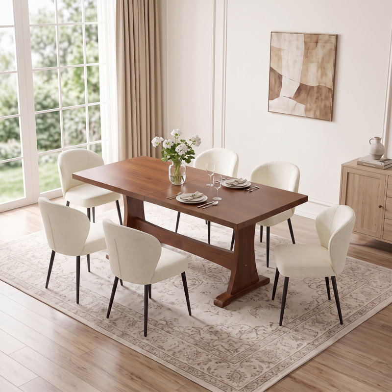 Ensemble de salle à manger résistant aux égratignures pour la famille, table en bois de 67,7 po et chaises ergonomiques