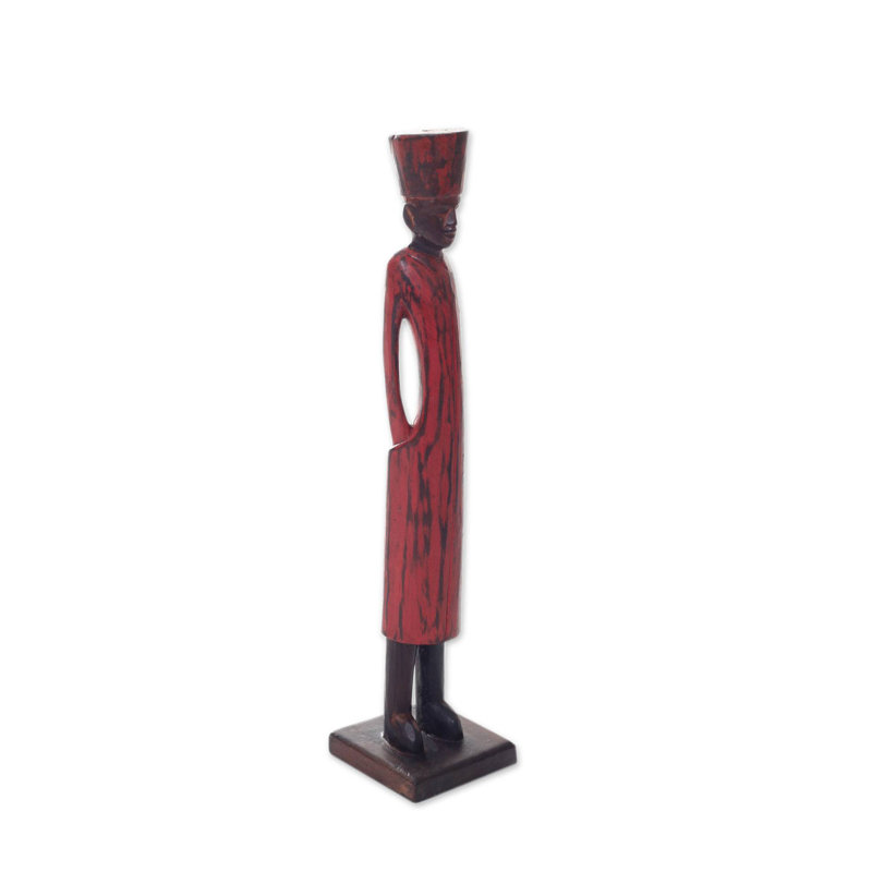 Artisan Hand Carved Wood Arabian Merchant Statue